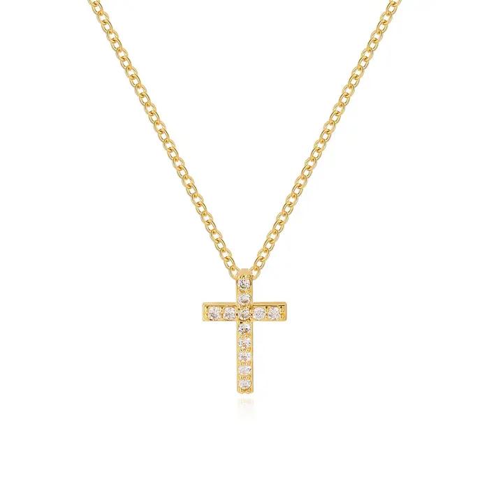 Nouveau collier croix plaqué or 18 carats pour femme