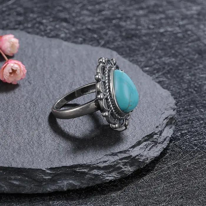 Bague en argent bijoux 9*13mm Turquoise Thai