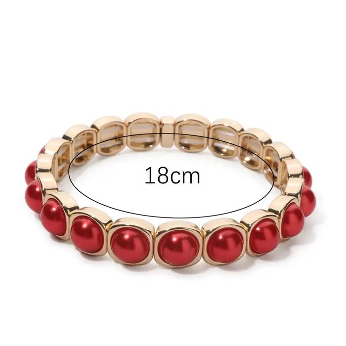 Bracelet de document en or pour femme perles colorées incrustées bracelets élastiques perlés accessoire à main nouveau 2024 occasions spéciales mode unique