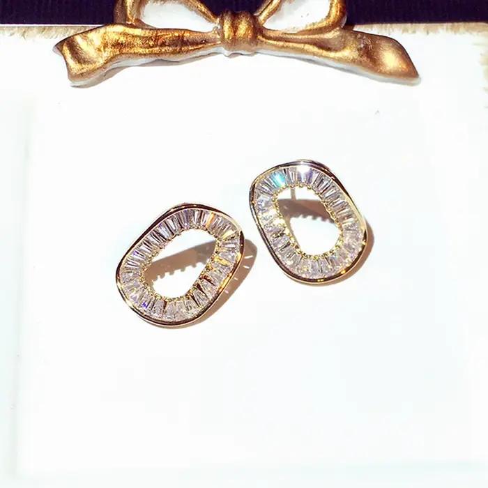 Boucles d'oreilles carrées en Zircon cubique Super brillant pour femmes