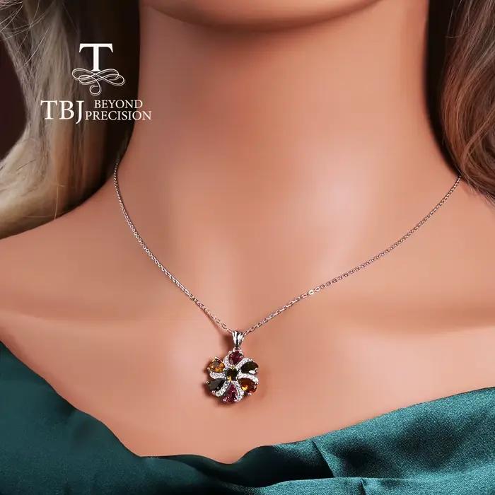Collier pendentif en argent 925 avec tourmaline naturelle 3