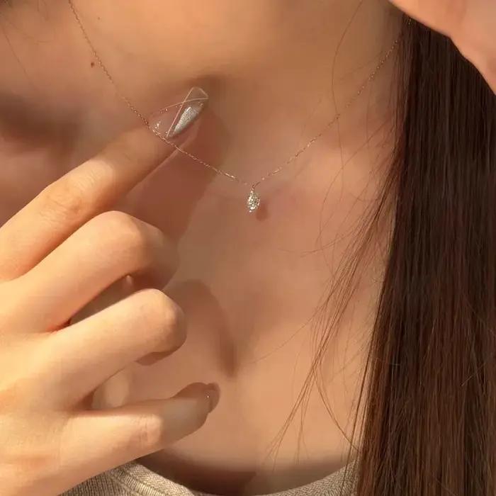 Collier pendentif goutte d'eau en zircon ANENJERY pour femme