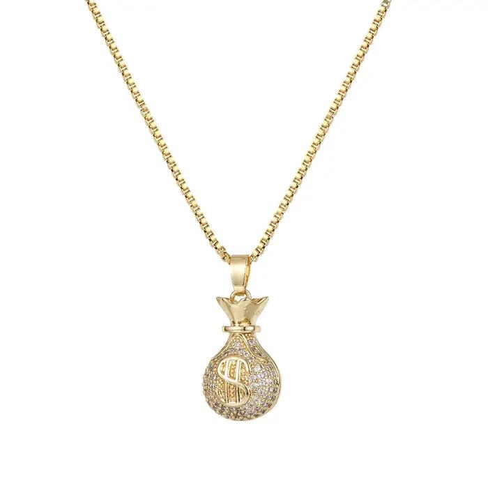 Collier sac géométrique en zircone cubique pour femmes élégant cadeau occasion spéciale anniversaire style moderne