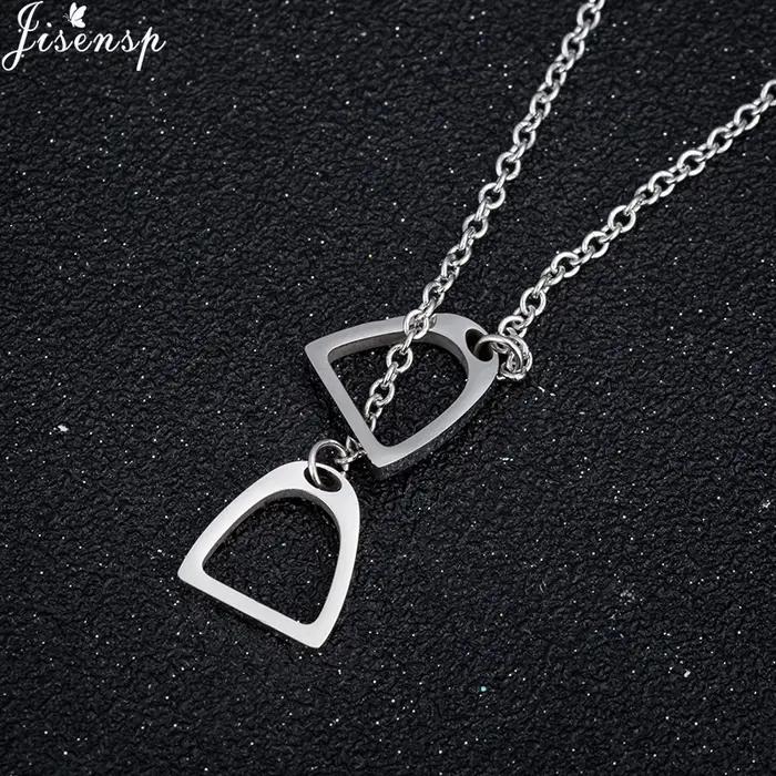 Collier long en acier inoxydable avec pendentif fer à cheval porte-bonheur pour femmes et hommes