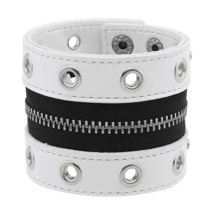 Bracelet gothique en cuir avec fermeture éclair