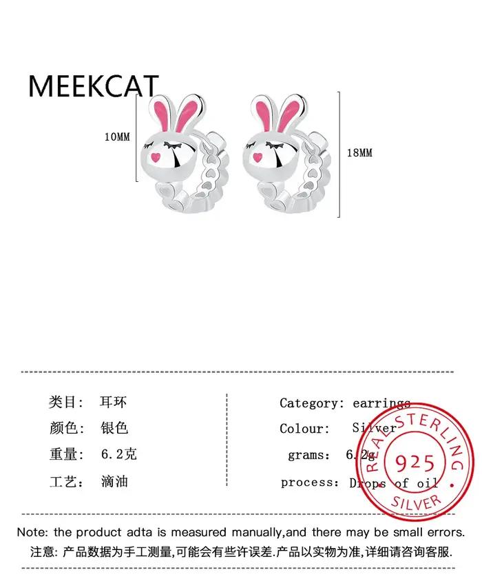 Boucles d'oreilles créoles lapin en argent 925 pour filles et femmes
