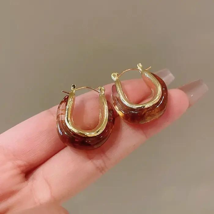 Boucles d'oreilles Vintage en forme de U pour femmes, créoles simples, tempérament, personnalité, bi