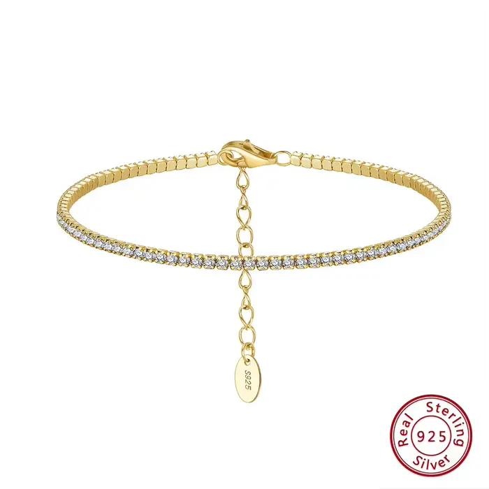 Rinntin-Bracelet de tennis brillant pour femme, argent regardé 925, sertissage Bazel, bijoux de luxe