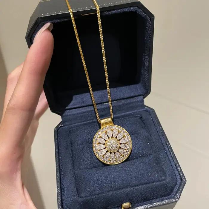 Collier pendentif en or véritable 14 carats pour femmes