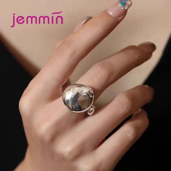 Bagues en argent sterling 925 véritable pour femmes, style géométrique, faites à la main, ouverture irrégulière, pour fête, anniversaire, cadeau