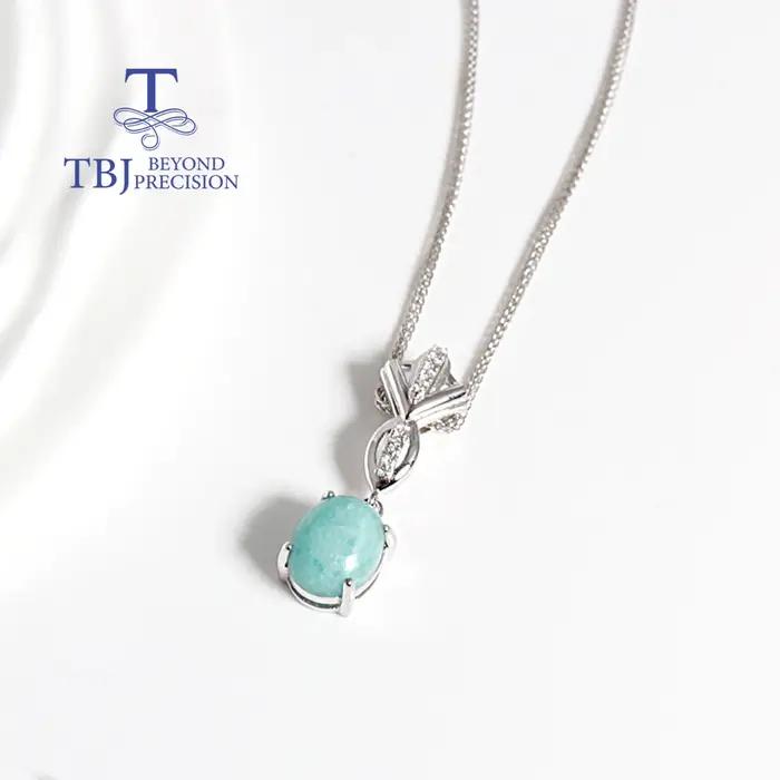 Pendentif en amazonite naturelle ovale serti en argent sterling 925 pour femmes élégantes occasions spéciales Saint Valentin