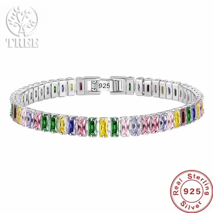 Bracelet en argent sterling 925 serti de zirconium géométrique moderne pour femmes engagement occasions spéciales