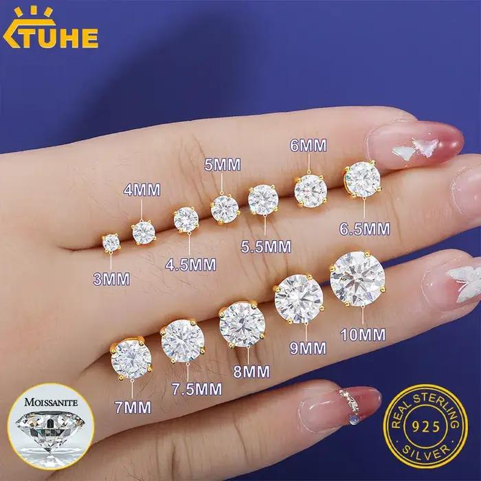 Boucles d'oreilles clous TUHE en moissanite couleur D de 0
