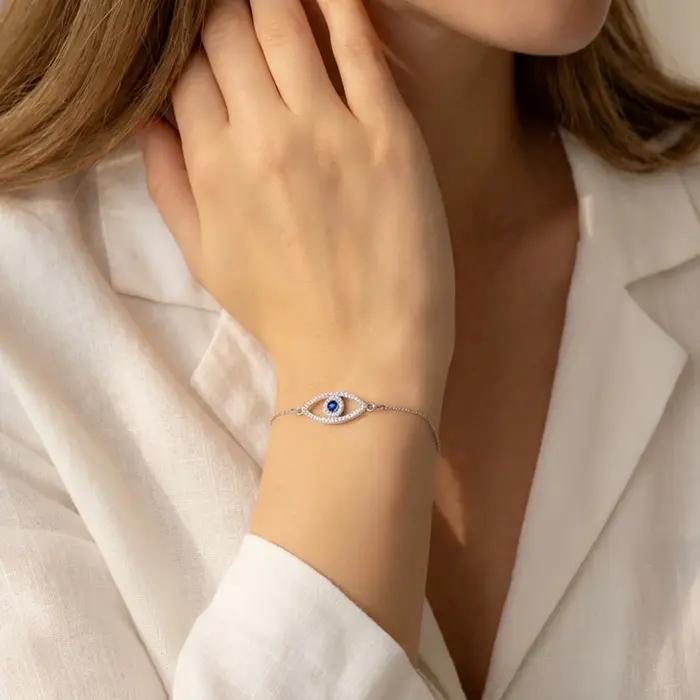 Bracelet de luxe léger en Zircon bleu pour femmes
