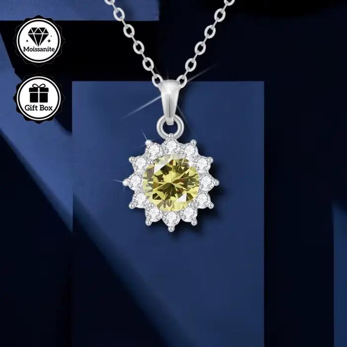 Bijoux pour femmes, bijoux de haute qualité, collier hypoallergénique, collier moissanite 2 carats pour femmes, cadeau de noël pour