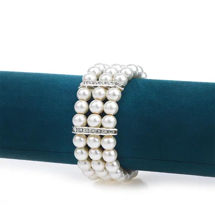 Bracelet élastique en biscuits perlé multicouche pour femme