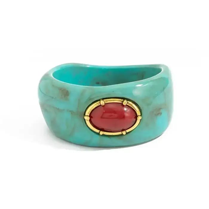 Bracelet manchette en résine acrylique géométrique irrégulier Lacteo Bohemia pour femmes