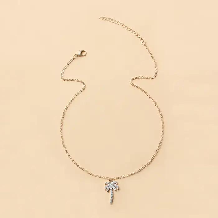 Collier en cristal de palmier AMP pour femme design géométrique or jaune clair tracker d'humeur occasions spéciales cadeau pour femme