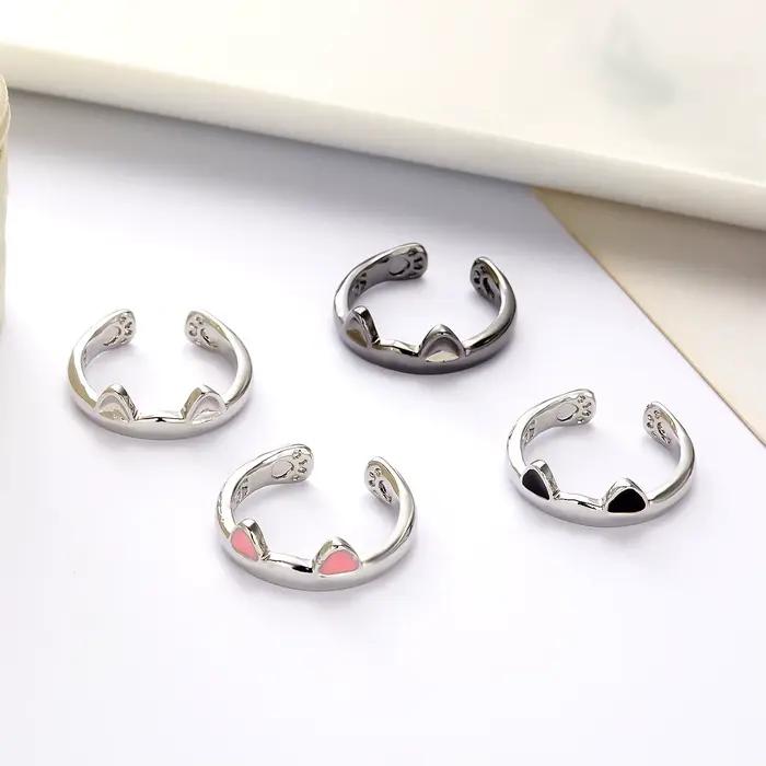 Bague rose mignonne en forme d'oreille de chat pour femmes