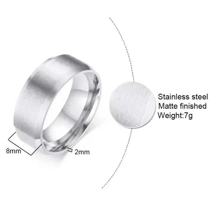 Bague Prjewel en acier inoxydable brossée avec bord biseauté pour homme et femme, bijou personnalisable pour mariage et occasions spéciales