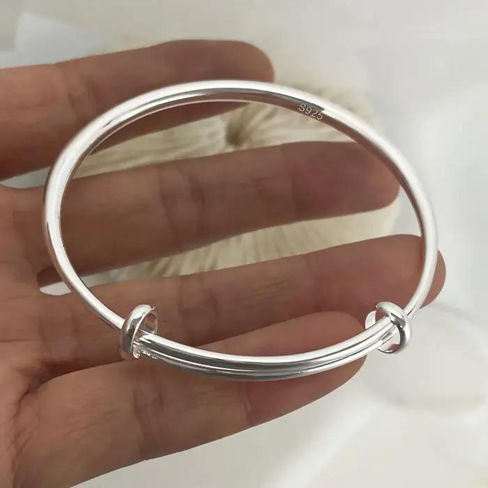 Bracelet en métal 100% argent Sterling 925 massif pour femmes et hommes