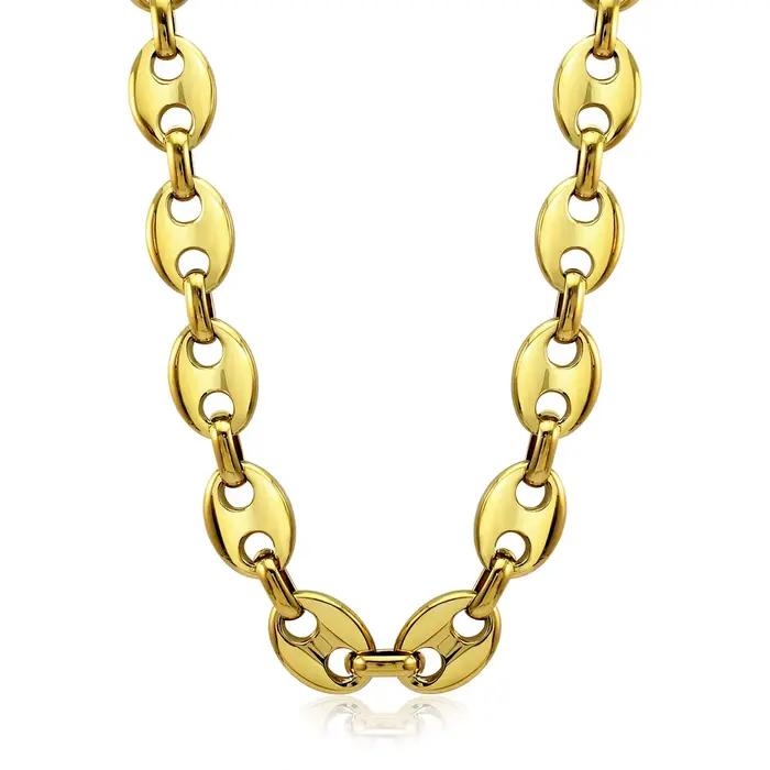 Nouveaux colliers chaîne à maillons en forme de grains de café plaqués or 18 carats PVD, en acier inoxydable 316L, style Hip-Hop, bijoux de haute qualité, cadeaux