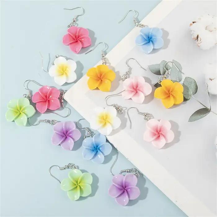 1/5 paires Kawaii frais résine oeuf fleurs boucles d'oreilles ensemble doux couleur mixte fleur pendentif à breloques bricolage fabrication de bijoux cadeaux