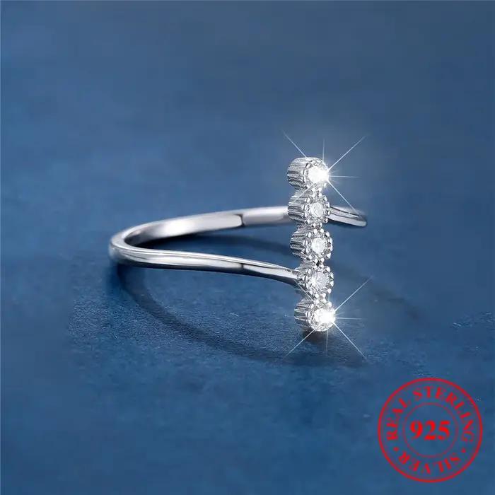 Bague de fiançailles ronde en argent regardé 925 véritable pour femme