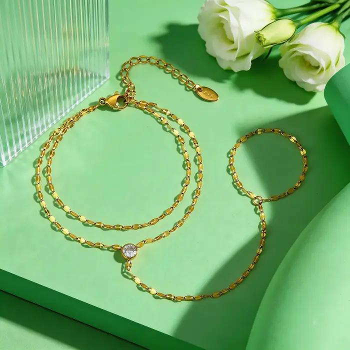 Bracelet chaîne de doigt en acier inoxydable pour femme