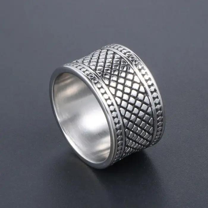Bague large de 12 mm pour homme en acier inoxydable massif
