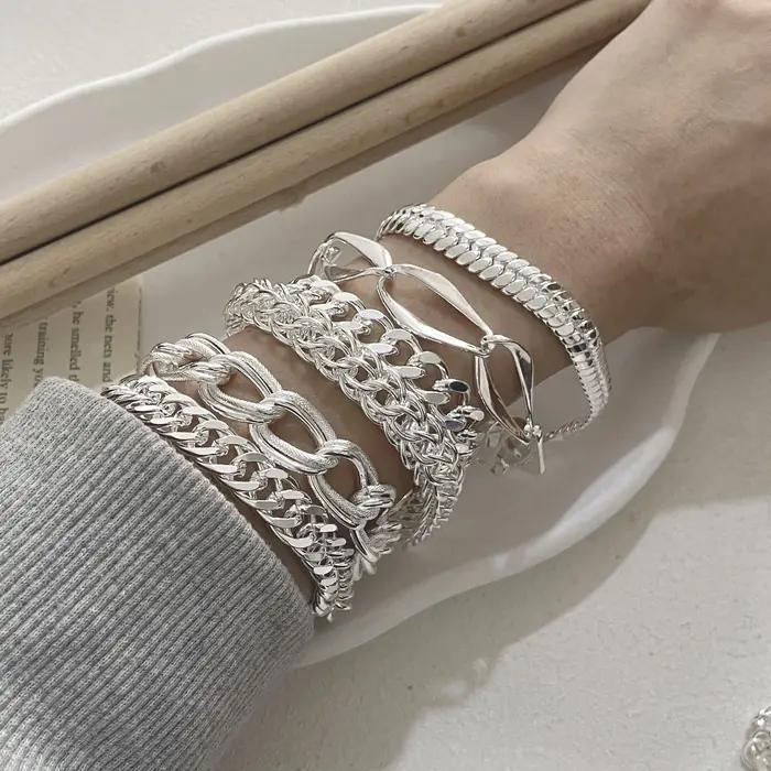 Bracelet en argent Sterling 100% massif pour femmes et hommes