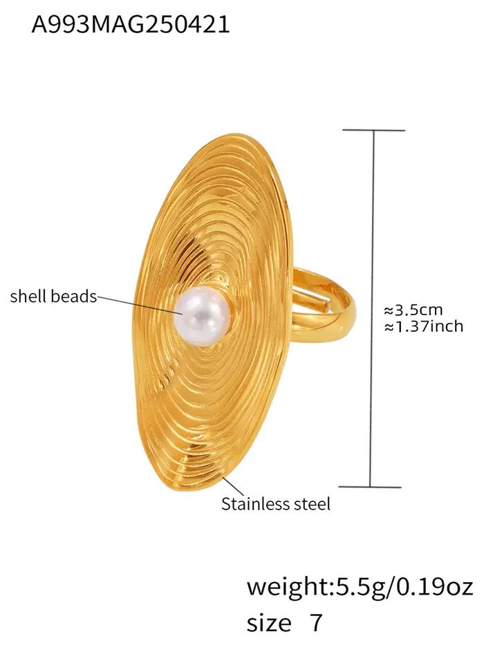 Bague de cocktail en acier inoxydable plaqué or 18 carats à empreintes digitales pour femmes style hip-hop rock pour soirées et occasions spéciales
