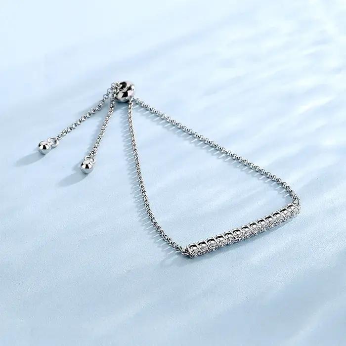 Bracelet tennis en argent sterling 925 avec cristaux de zircon