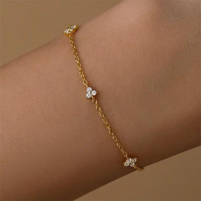 Bracelet en argent sterling 925 serti de Zircon fleur croix baroque perle main femme occasions spéciales fête des mères bijoux Pulsera