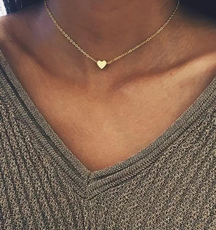 LATS – collier Vintage avec pendentif en forme de cœur pour femmes, tendance, couleur argent, chaîne