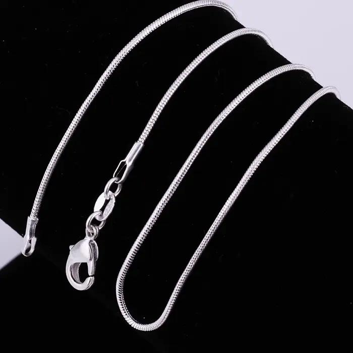 Collier chaîne serpent solide en argent 925, 45-60 cm, 1 mm/2 mm/3 mm, pour homme et femme, bijoux t