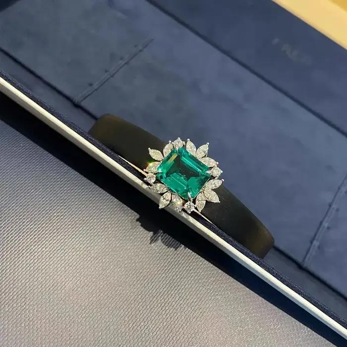 Foyimagination-Bracelet en diamant vert émeraude à haute teneur en carbone pour femme