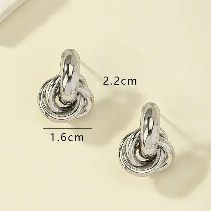 Boucles d'oreilles tendance en acier inoxydable avec nœuds épais pour femmes