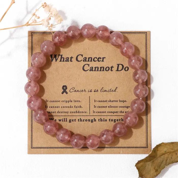 Bracelets en quartz rose naturel pour hommes et femmes