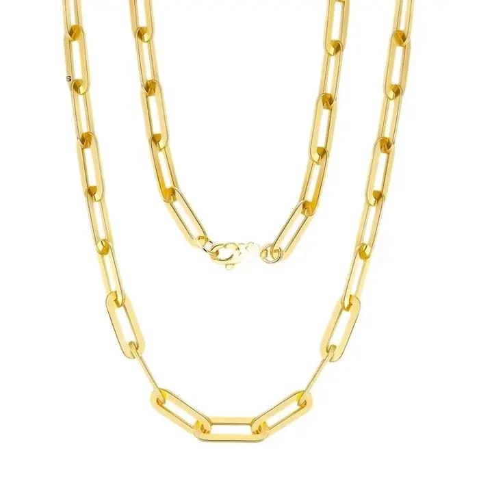 Collier en argent Sterling 925 plaqué or 14 carats, collier à trombone Simple, breloque de fiançailles pour femmes, bijoux cadeau