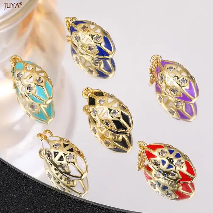 JUYA nouveau pendentif goutte d'eau 3D Type bohême CZ émail breloque pour bricolage femmes colliers fabrication de bijoux accessoires