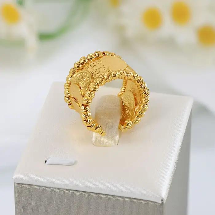 Bague de pièces de monnaie turques plaquée or 24 carats