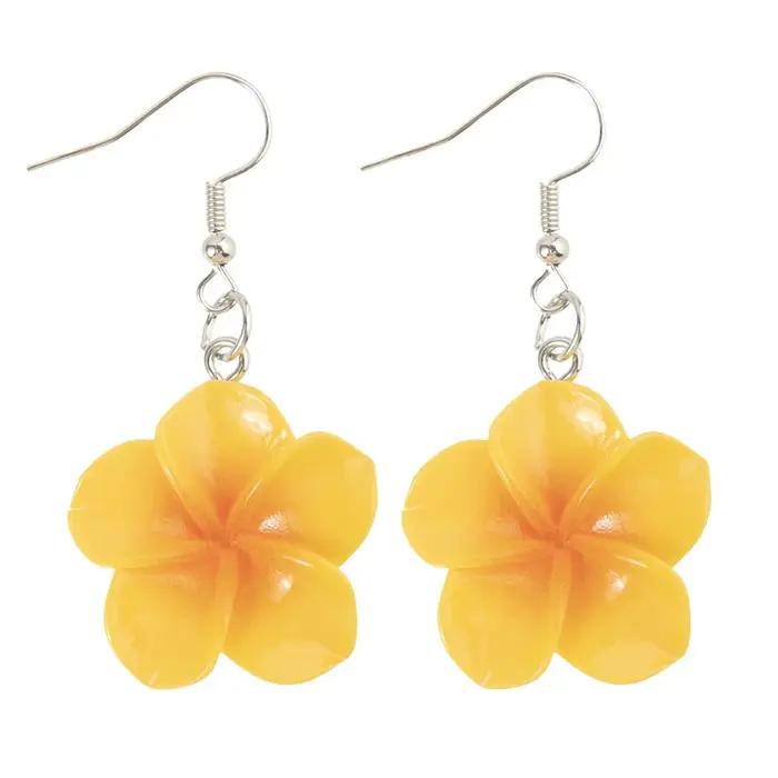 1/5 paires Kawaii frais résine oeuf fleurs boucles d'oreilles ensemble doux couleur mixte fleur pendentif à breloques bricolage fabrication de bijoux cadeaux