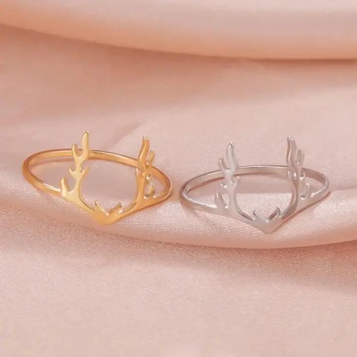 Bague en bois de renne simple pour homme et femme