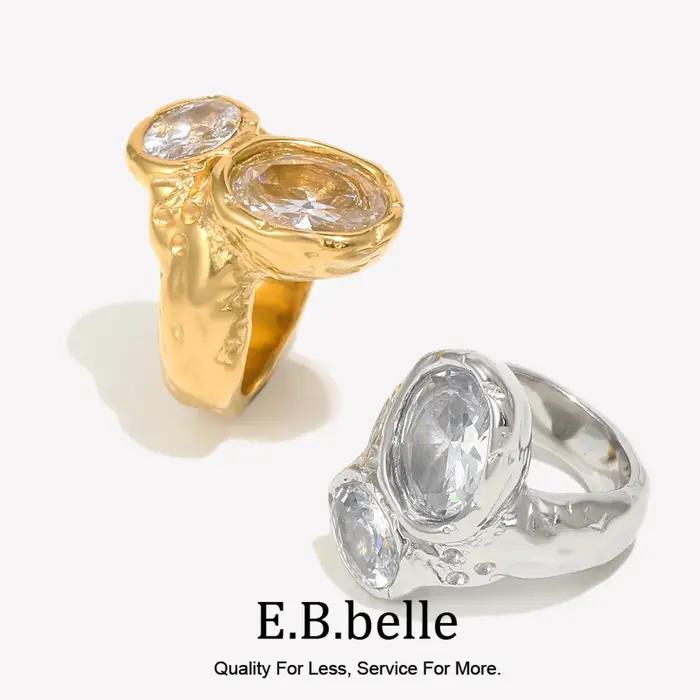 E.B.belle – bague à double tête en Zircon pour femmes