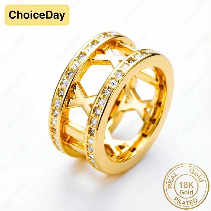 Bague en Zirconium Plaqué Or 18K avec Chiffres Romains pour Femme Occasions Spéciales Alliance de Mariage Élégante