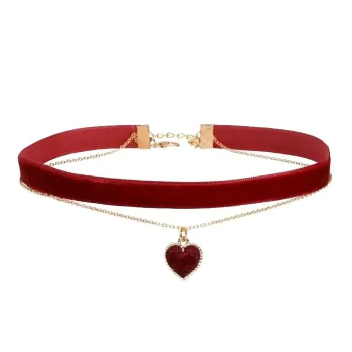 Collier ras du cou avec pendentif en forme de cœur pour femmes et filles