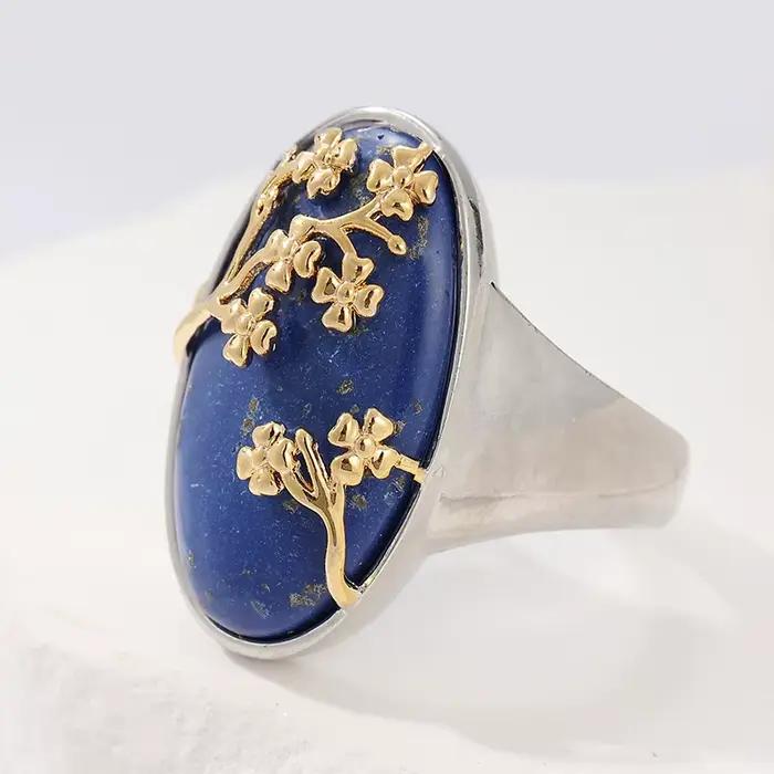 Bague Turquoise synthétique ovale rétro Unique