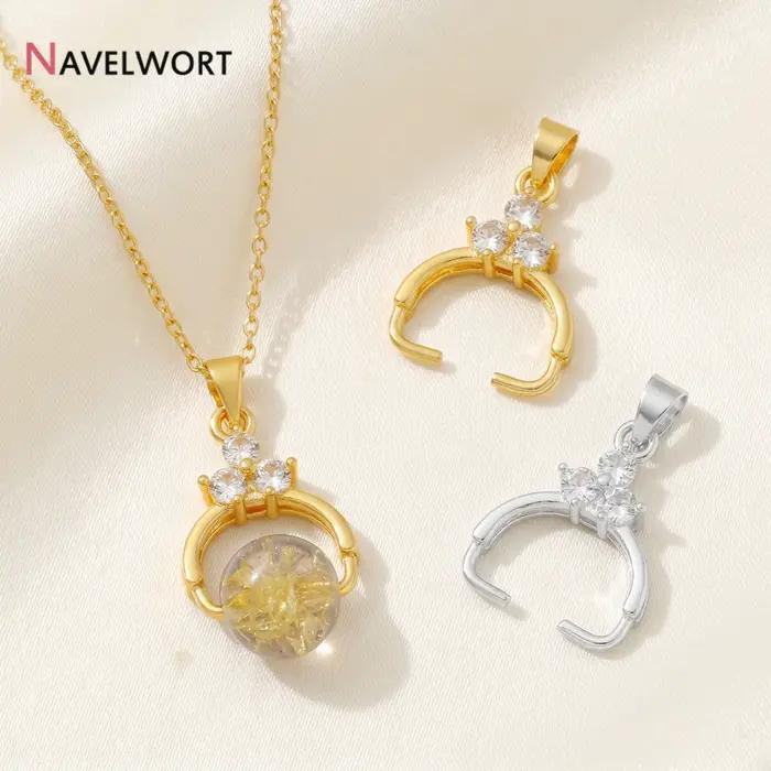 3/6/9 pièces, pendentifs en laiton plaqué or 14K avec zircon, attaches pour bijoux, pour la fabrication de colliers, accessoires et matériaux de bijouterie