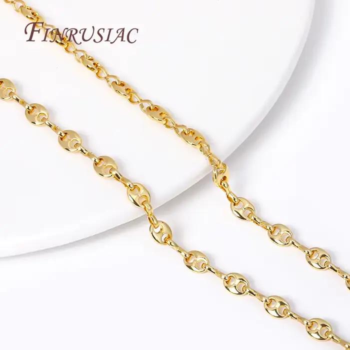 Chaîne de grains de café Hip Hop plaquée or 18 carats, chaînes de nez de cochon en métal de haute qualité pour la fabrication de bijoux faits à la main de collier à faire soi-même